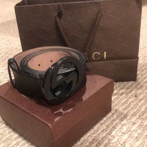 Gucci Imprime ‘Interlocking G’ Belt Black/Black